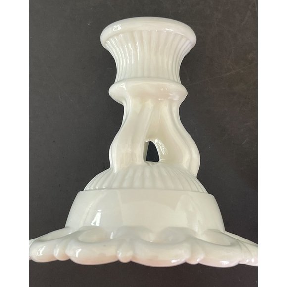 Candlestick Holder Set Vintage Westmoreland Milk Glass Doric Open Lace 4.25" - Picture 3 of 8